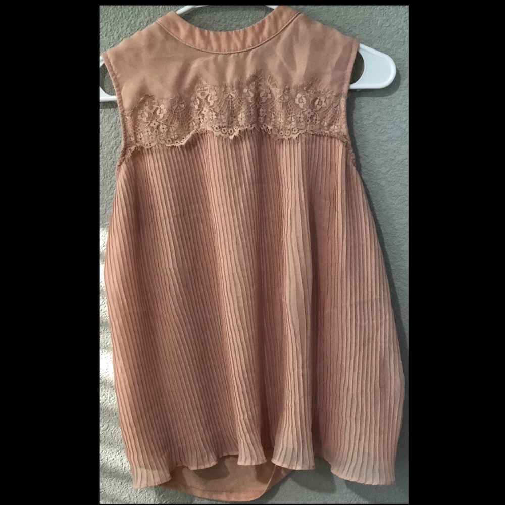 LC Womens Pleated Lace Babydoll Blouse Size L